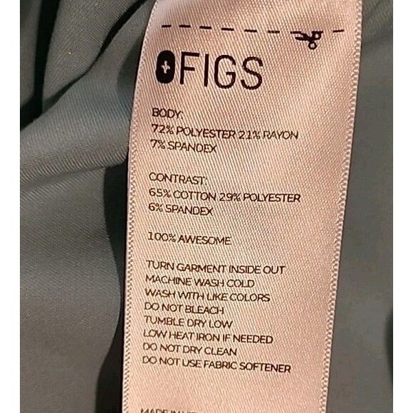 Figs Scrubs Womens Medium Top Agua Teal Work Uniform Medical Blue - Picture 6 of 10